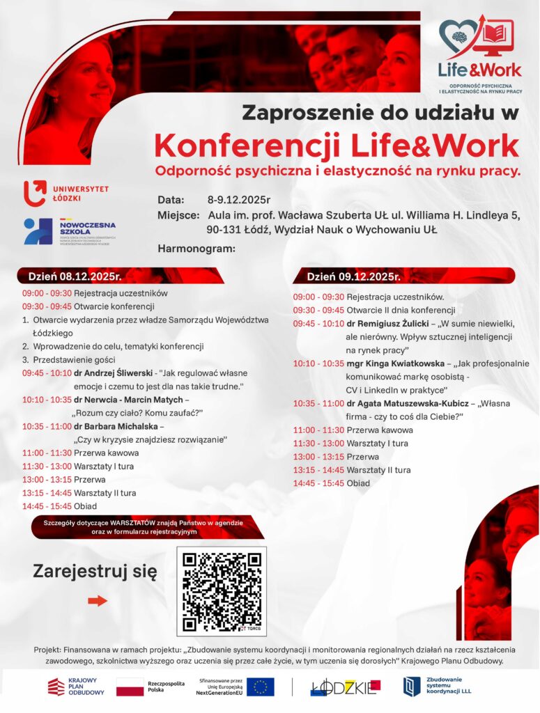 Plakat - zaproszenie do udziału w konferencji Life&Work